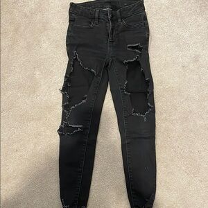 Distressed Black Women's Jeans